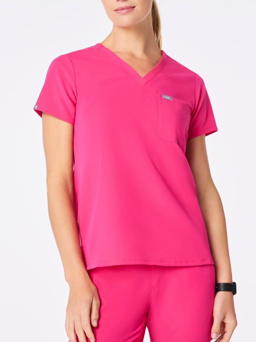 NWT FIGS Casma 3 Pocket Scrub Top 6XL Shocking Pink Technical Collection